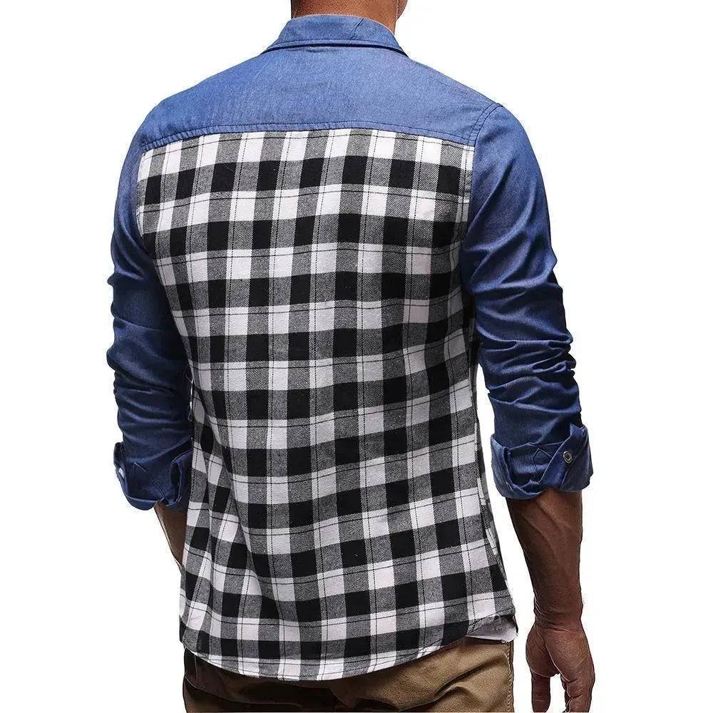 Plaid Denim Shirt For Men-Men Shirts-LeStyleParfait
