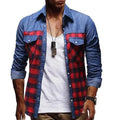 Plaid Denim Shirt For Men-Men Shirts-LeStyleParfait