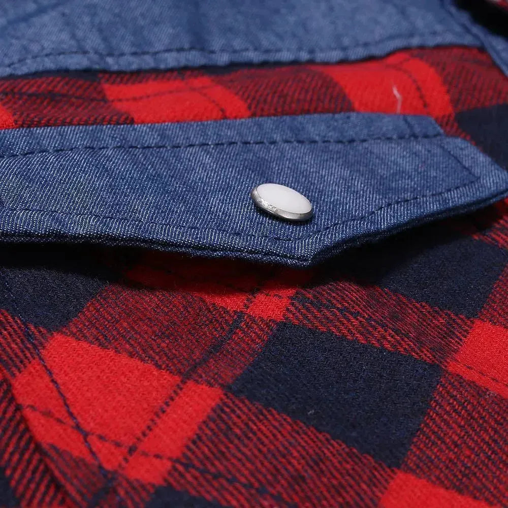Plaid Denim Shirt For Men-Men Shirts-LeStyleParfait