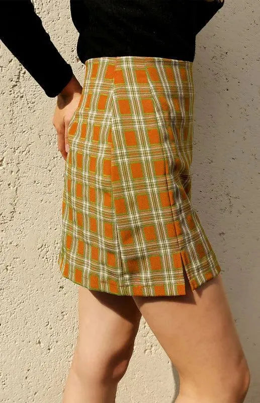Plaid High Waist Mini Skirt-Women's Skirt-LeStyleParfait