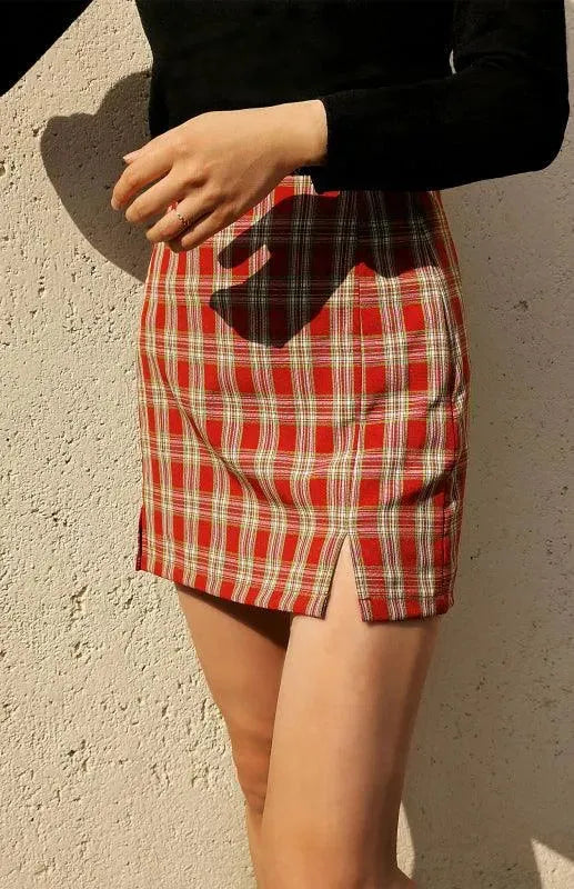 Plaid High Waist Mini Skirt-Women's Skirt-LeStyleParfait