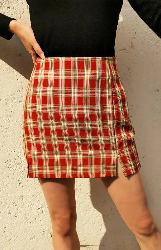 Plaid High Waist Mini Skirt-Women's Skirt-LeStyleParfait