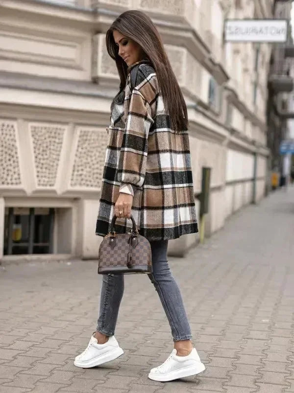Plaid Shirt Jacket Women-Jacket-LeStyleParfait