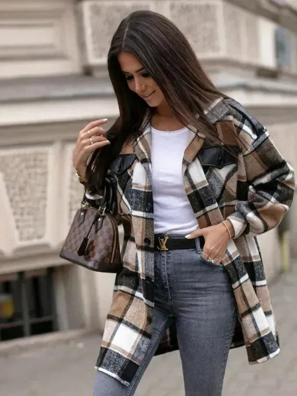 Plaid Shirt Jacket Women-Jacket-LeStyleParfait