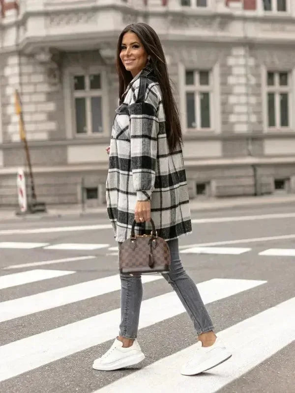 Plaid Shirt Jacket Women-Jacket-LeStyleParfait