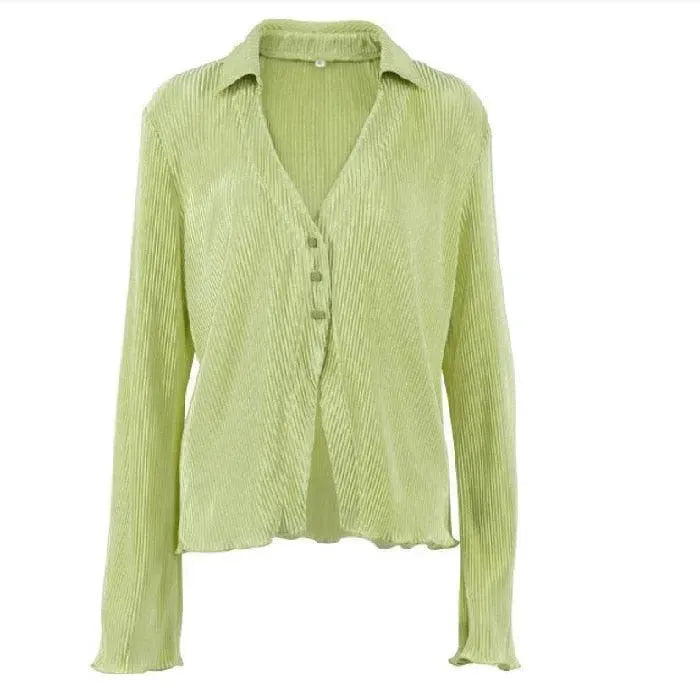 Pleated Loose Shirt-Blouse-LeStyleParfait