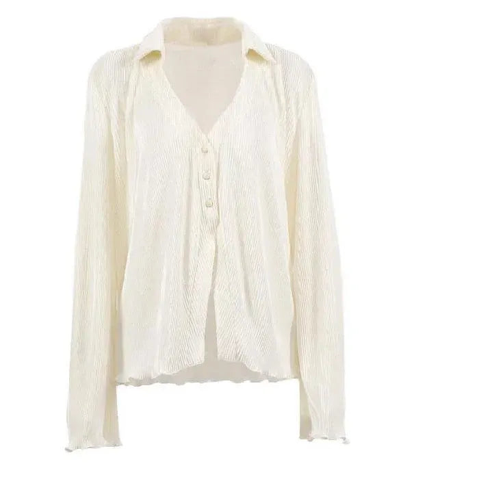 Pleated Loose Shirt-Blouse-LeStyleParfait