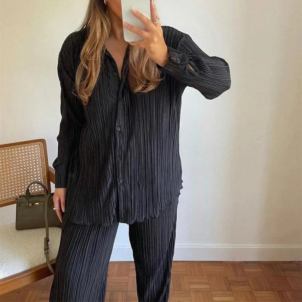 Pleated Loose Shirt-Blouse-LeStyleParfait