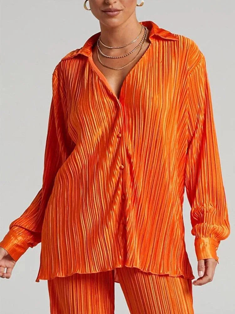 Pleated Loose Shirt-Blouse-LeStyleParfait