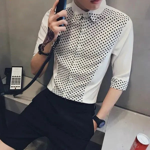 Polka Dot Casual Shirt For Men-Men Shirts-LeStyleParfait