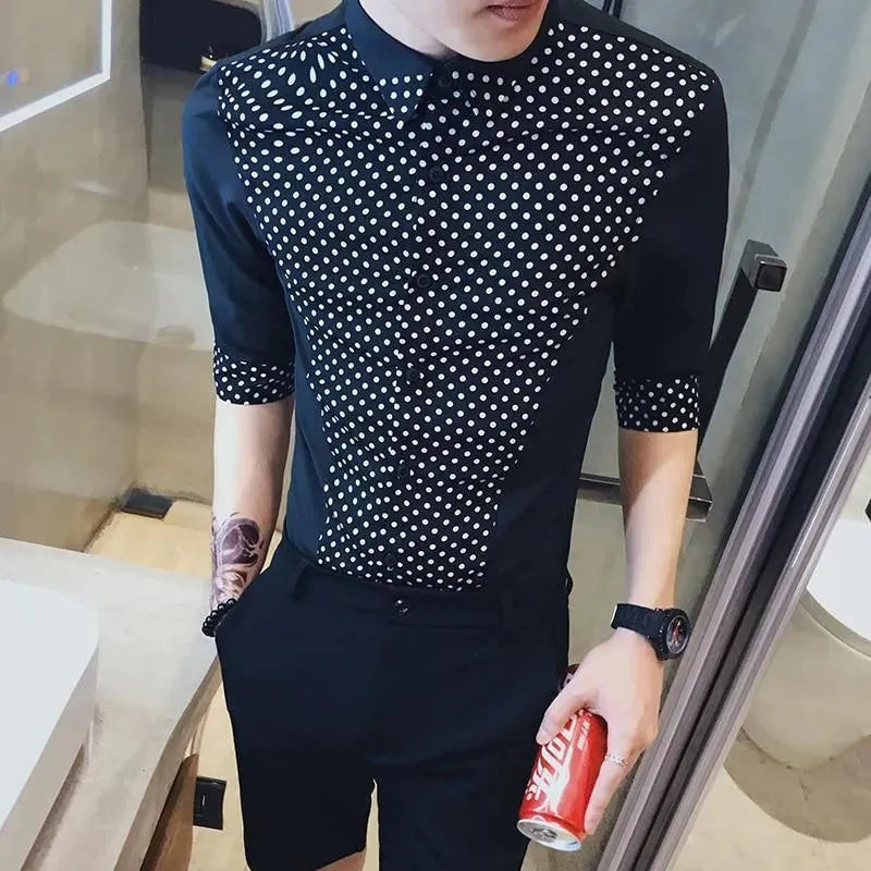 Polka Dot Casual Shirt For Men-Men Shirts-LeStyleParfait