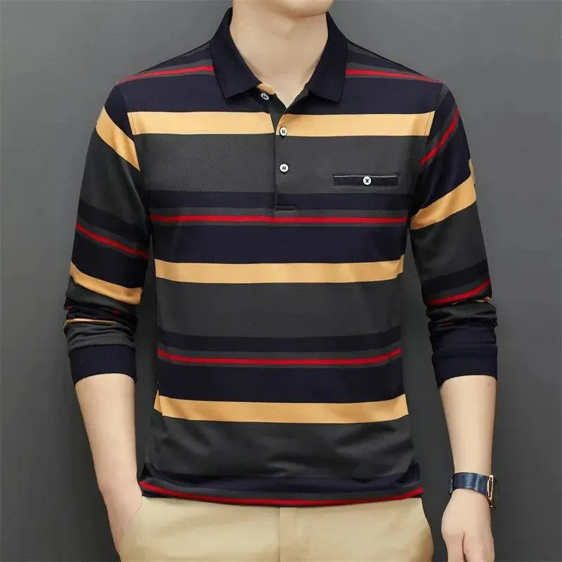 Polo Shirt Men 95% Cotton Long Sleeve Multi-color-Polo Shirt-LeStyleParfait