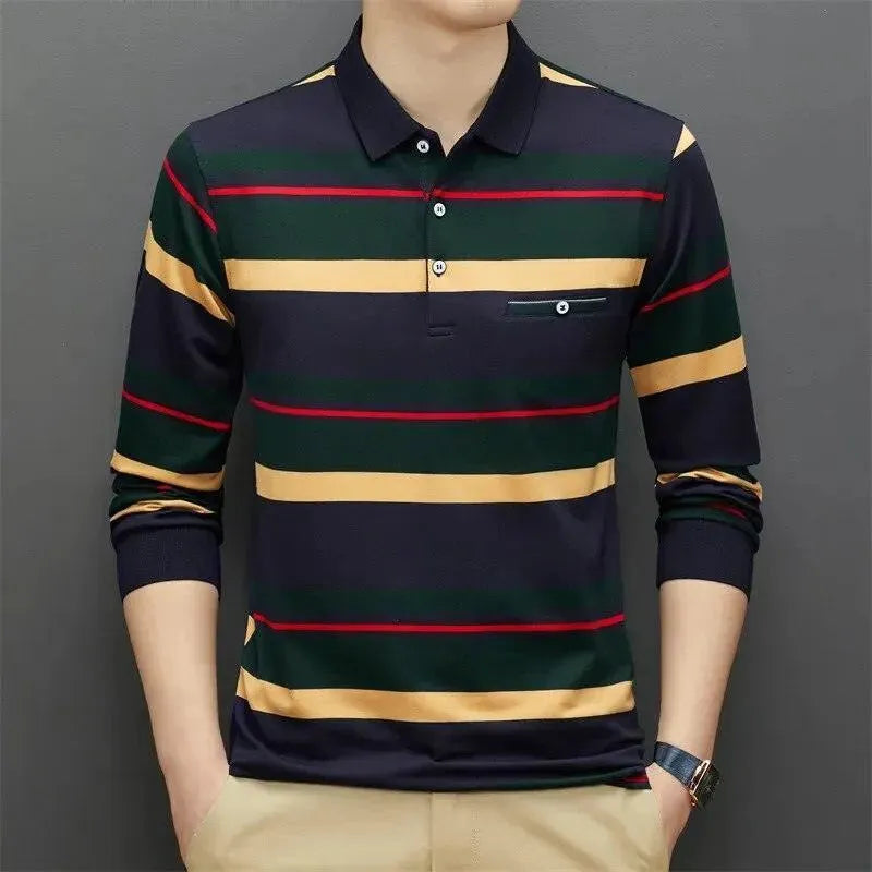 Polo Shirt Men 95% Cotton Long Sleeve Multi-color-Polo Shirt-LeStyleParfait