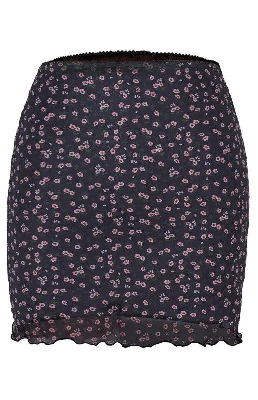 Printed Floral Pleated Mini Skirt-Women's Skirt-LeStyleParfait
