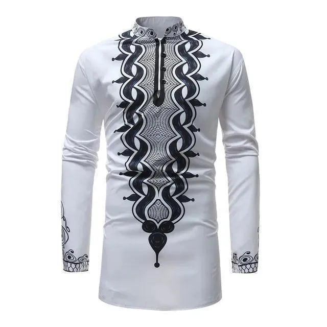 Red African Print Men's Shirt-Men Shirts-LeStyleParfait