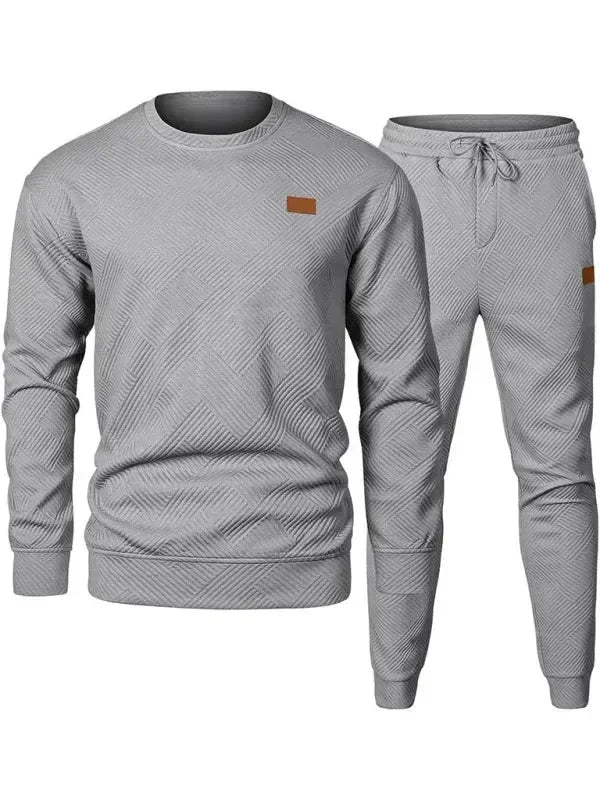 Relaxed Casual Crewneck Jogger Two-Piece Set - Solid Jogger Two-Piece Set - LeStyleParfait