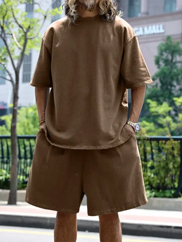 Relaxed Casual Solid Shorts Two-Piece Set - Solid Casual Shorts Two-Piece Set - LeStyleParfait