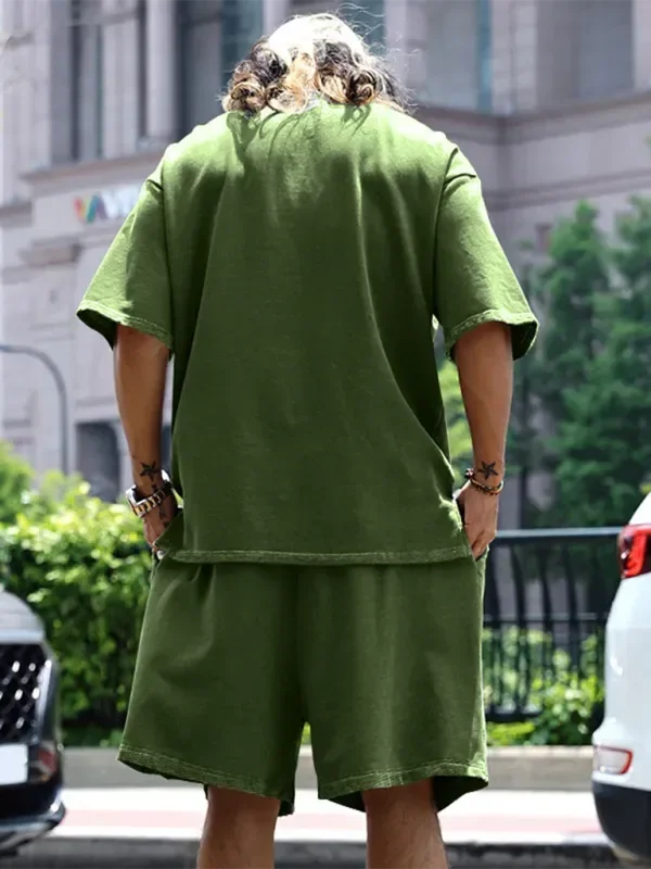 Relaxed Casual Solid Shorts Two-Piece Set - Solid Casual Shorts Two-Piece Set - LeStyleParfait