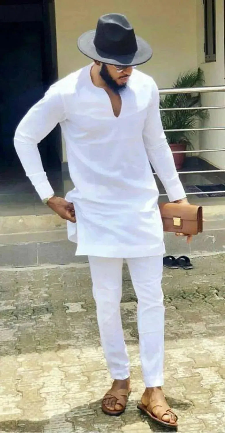 Relaxed White Linen Casual Two-Piece Set - Solid Casual Pants Two-Piece Set - LeStyleParfait