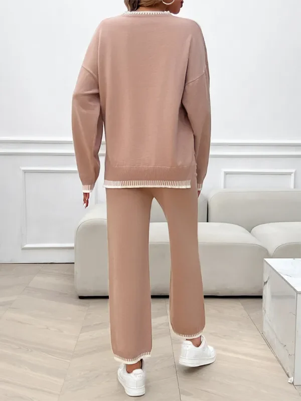 Relaxed Women Casual Knit Two-Piece Set - Casual Knit Set - LeStyleParfait