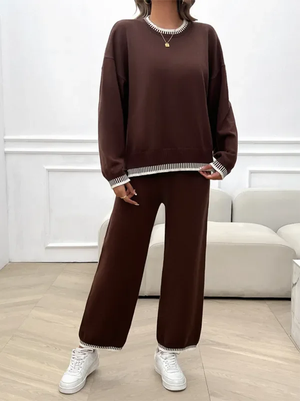 Relaxed Women Casual Knit Two-Piece Set - Casual Knit Set - LeStyleParfait