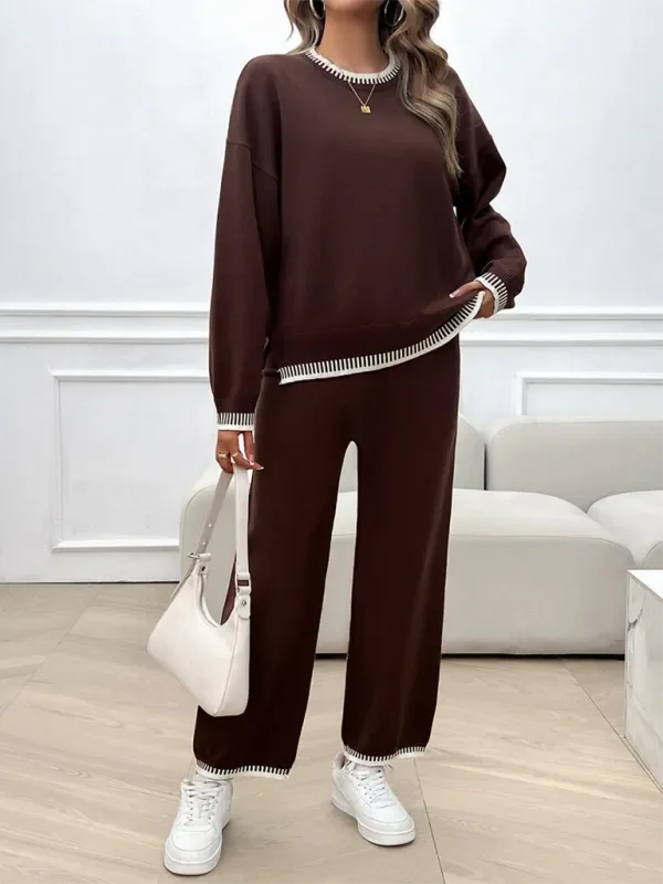 Relaxed Women Casual Knit Two-Piece Set - Casual Knit Set - LeStyleParfait
