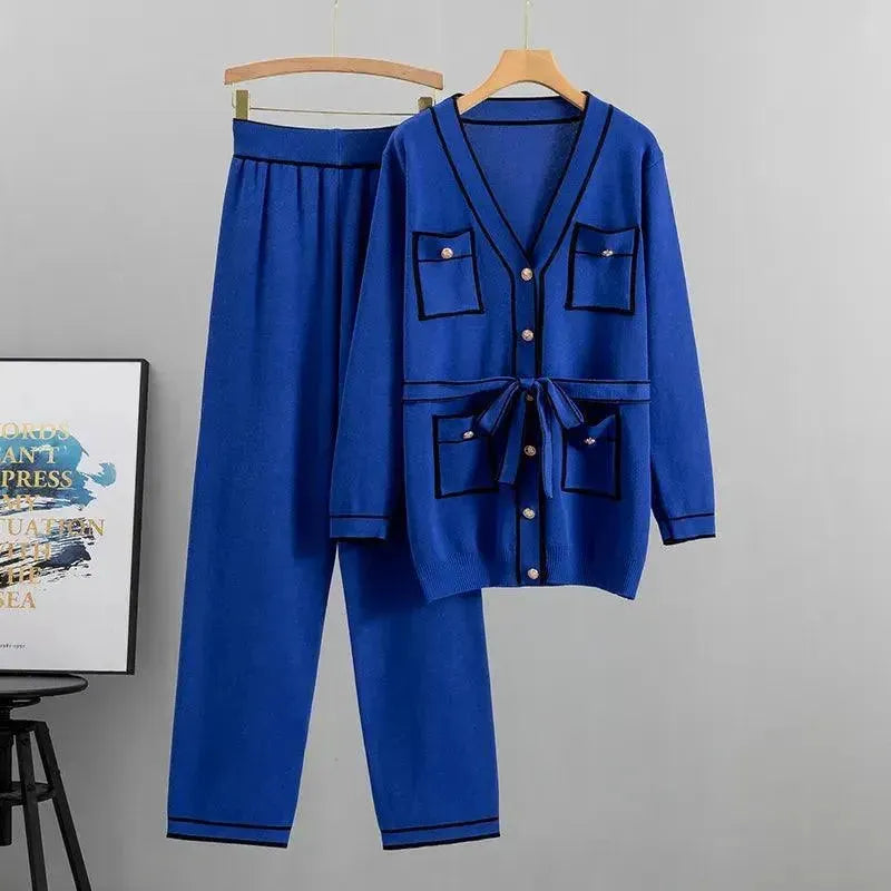 Relaxed Women Casual Twill Two-Piece Set - Casual Pants Set - LeStyleParfait