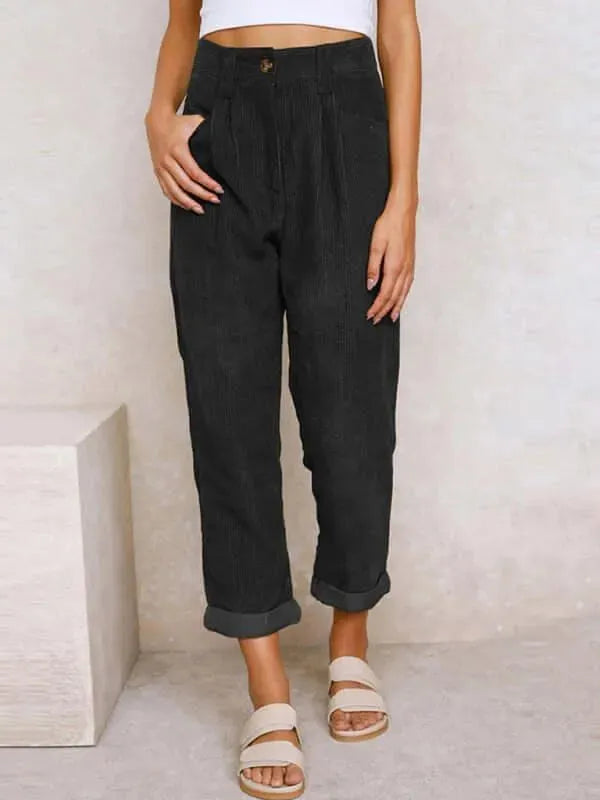 Corduroy Loose Straight Women Pants - Women Pants - LeStyleParfait