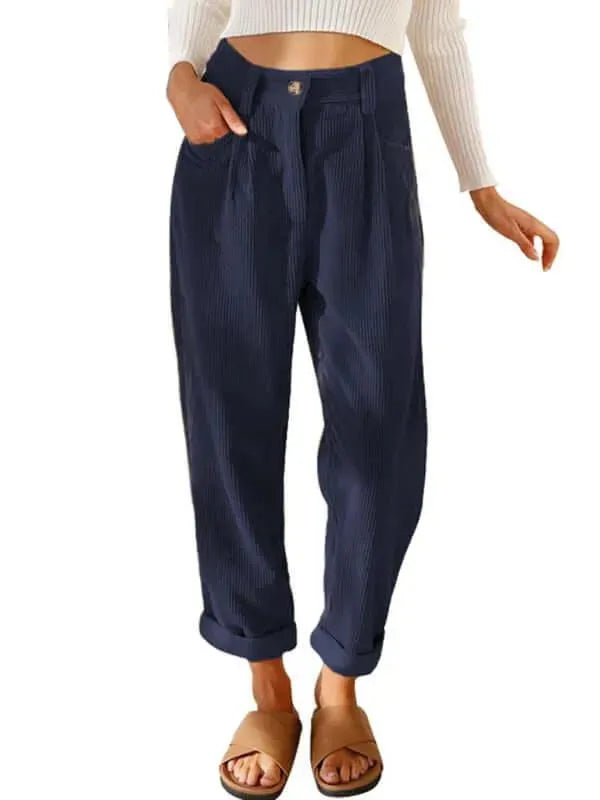 Corduroy Loose Straight Women Pants - Women Pants - LeStyleParfait