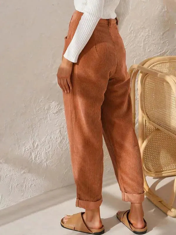 Corduroy Loose Straight Women Pants - Women Pants - LeStyleParfait