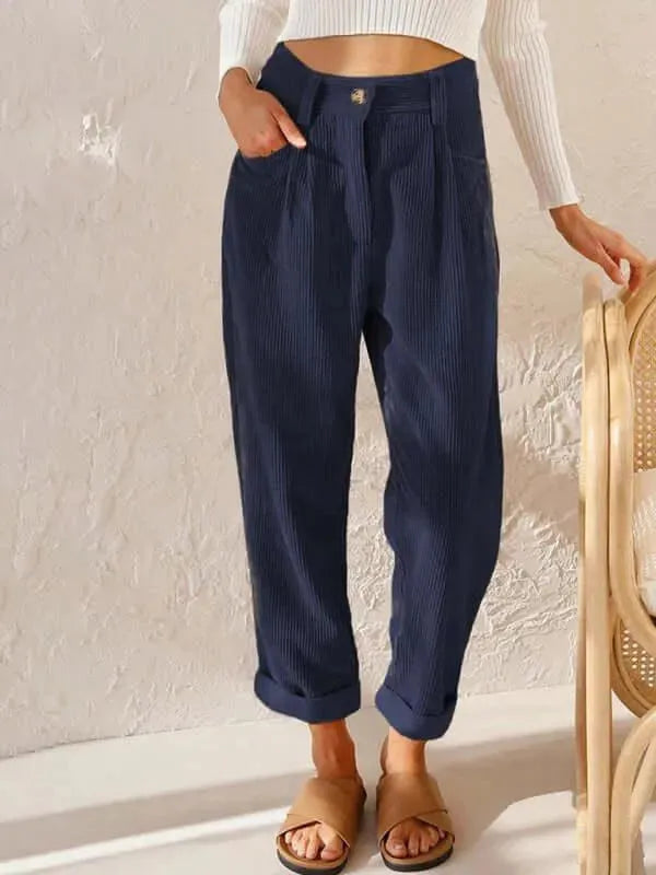 Corduroy Loose Straight Women Pants - Women Pants - LeStyleParfait