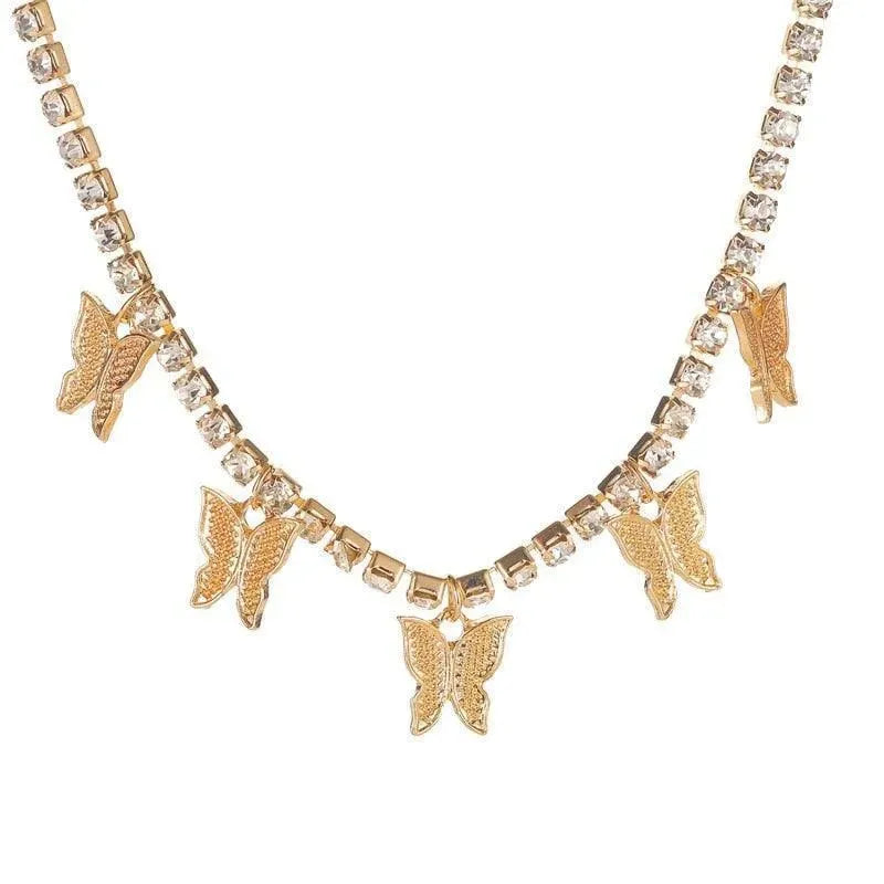 Rhinestone Butterfly Pendant Necklace - Pendant Necklace - LeStyleParfait