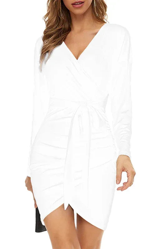 Romantic Blue Velvet Wrap Mini Dress