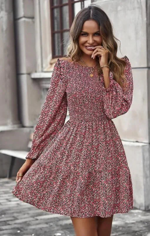Romantic Floral Chiffon Mini Dress