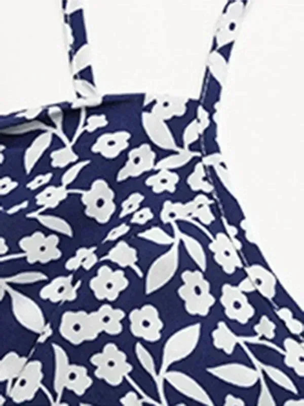 Romantic Floral Cotton Square Neck Midi Dress