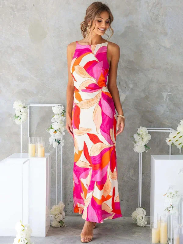Romantic Floral Sleeveless Maxi Dress fashion image