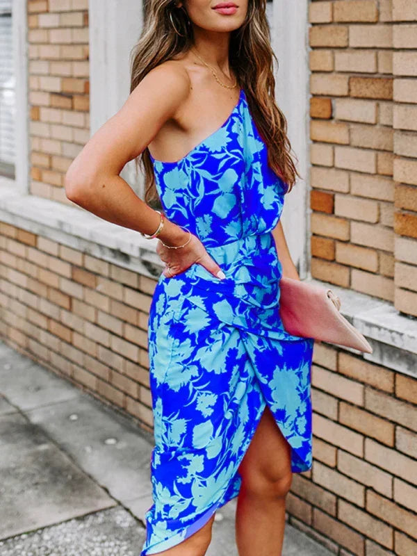 Romantic Pink Floral Wrap Midi Dress
