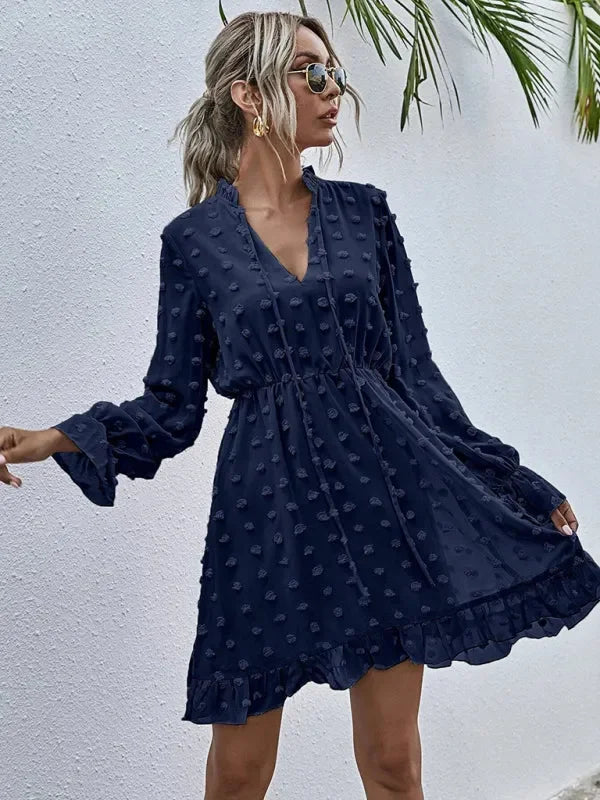 Romantic Pink Polka Dot Mini Dress fashion image