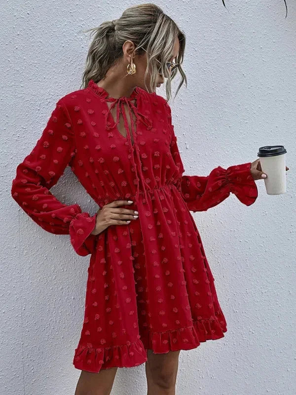 Romantic Pink Polka Dot Mini Dress