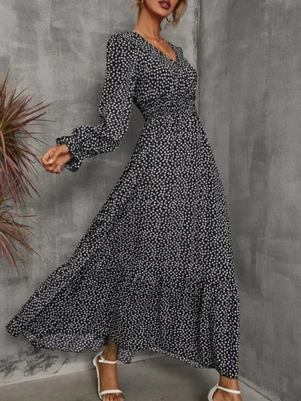 Romantic Red Polka Dot Maxi Dress