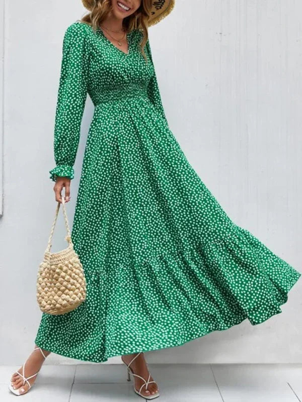 Romantic Red Polka Dot Maxi Dress