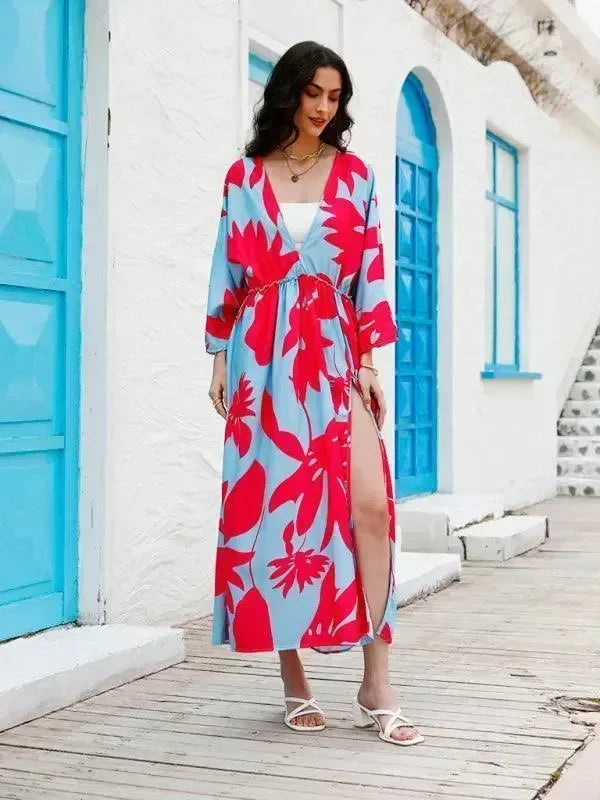 Romantic Yellow Floral Chiffon Maxi Dress