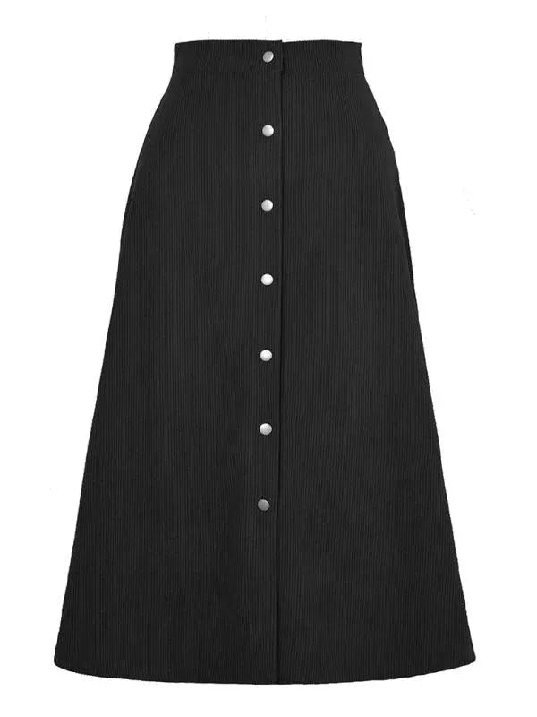 Single Breasted Midi Skirt-Women's Skirt-LeStyleParfait