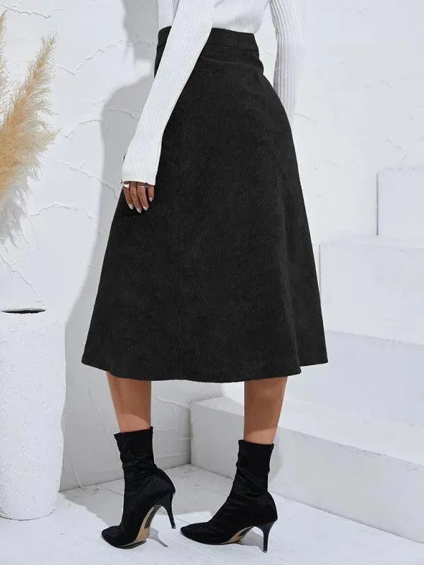 Single Breasted Midi Skirt-Women's Skirt-LeStyleParfait