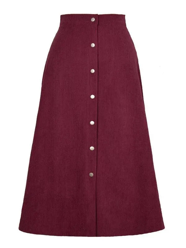 Single Breasted Midi Skirt-Women's Skirt-LeStyleParfait