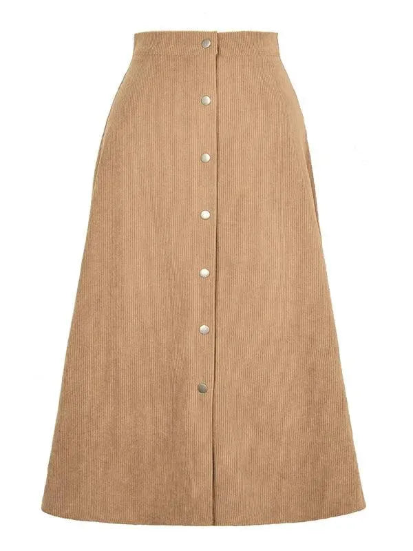 Single Breasted Midi Skirt-Women's Skirt-LeStyleParfait