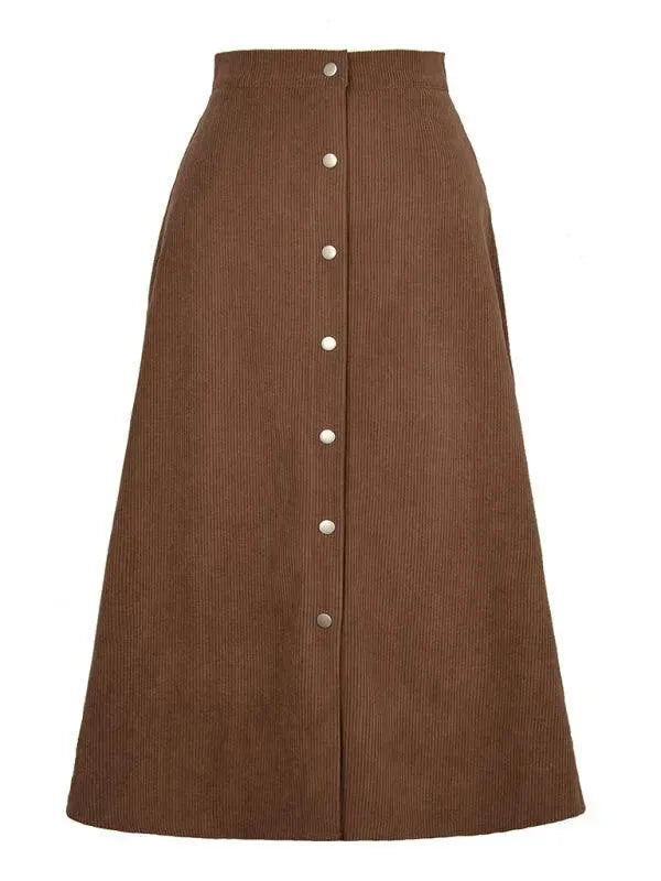 Single Breasted Midi Skirt-Women's Skirt-LeStyleParfait