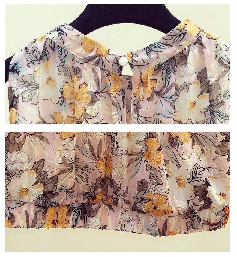Sleeveless Chiffon Floral Top - Women Tops - LeStyleParfait