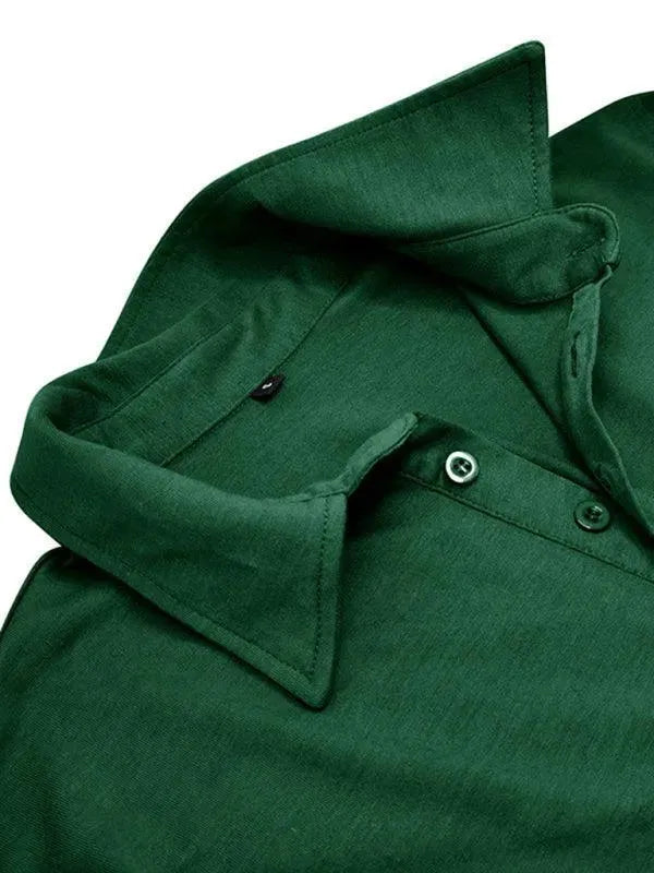 Solid Long Sleeve Men Polo Shirt-Polo Shirt-LeStyleParfait
