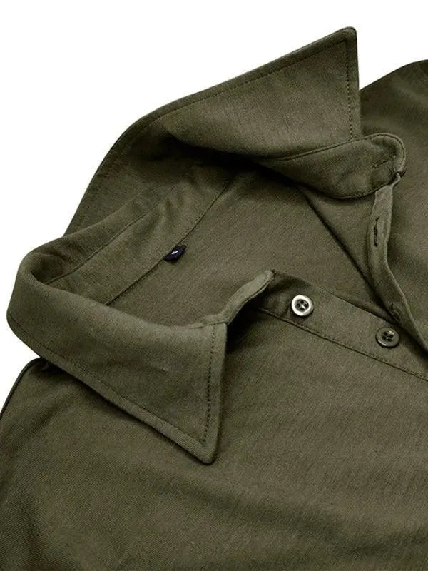 Solid Long Sleeve Men Polo Shirt-Polo Shirt-LeStyleParfait